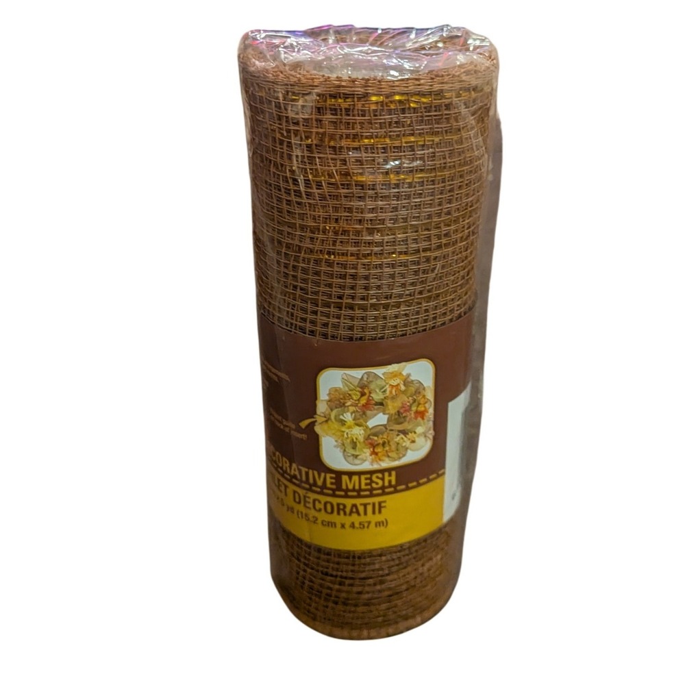 Greenbrier Decorative Mesh Brown Gold Metallic Tinsel 6in x 5yd Craft Wreath DIY